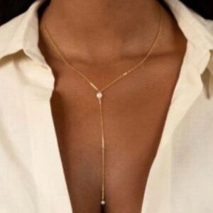 New Ramla Pearl Pendant Necklace in Gold with Dust bag